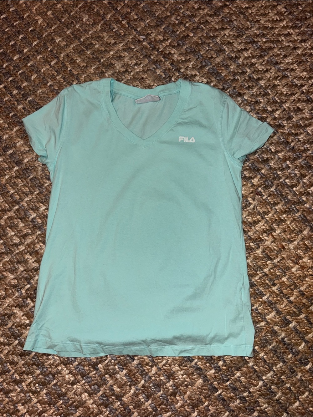 FILA Women's Pastel Mint V-Neck Short Sleeve Tee